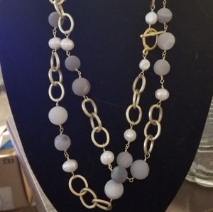 Stone & Pearl Necklace 39"-NEW-FINAL PRICE